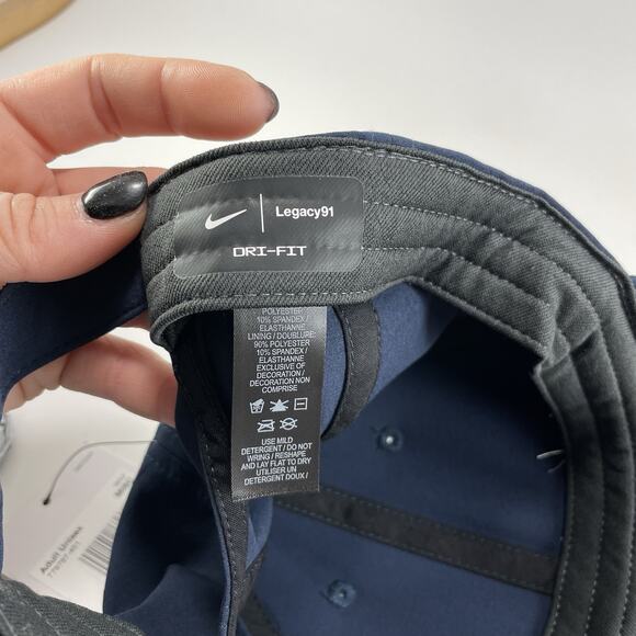 Nike Dri Fit Legacy 91 Baseball Cap Net Jets Navy Blue Strap Back NWT Running - Picture 7 of 9